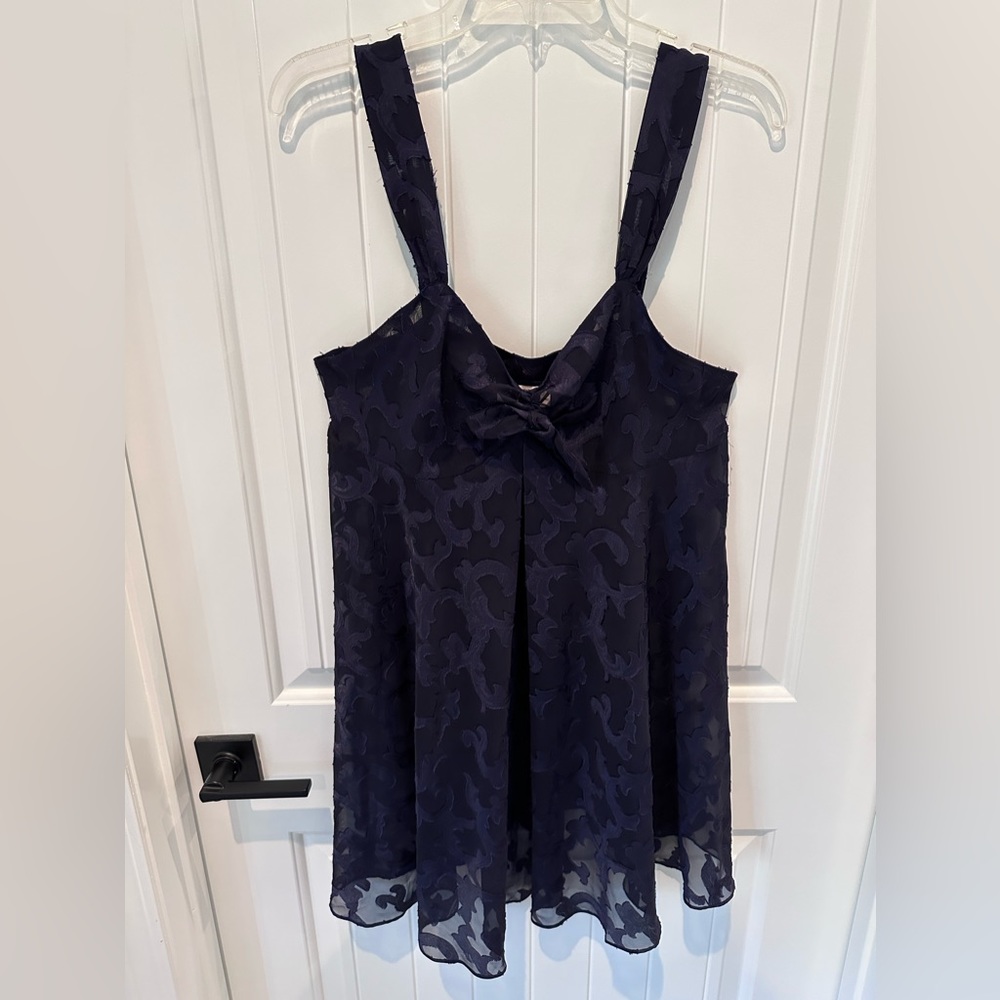 Vintage 1980's Victoria's Secret navy blue  sheer babydoll Nightie Sz Med